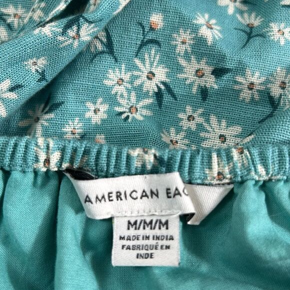 AMERICAN EAGLE OUTFITTERS linen blend summer dress size medium back tie floral - Picture 9 of 11